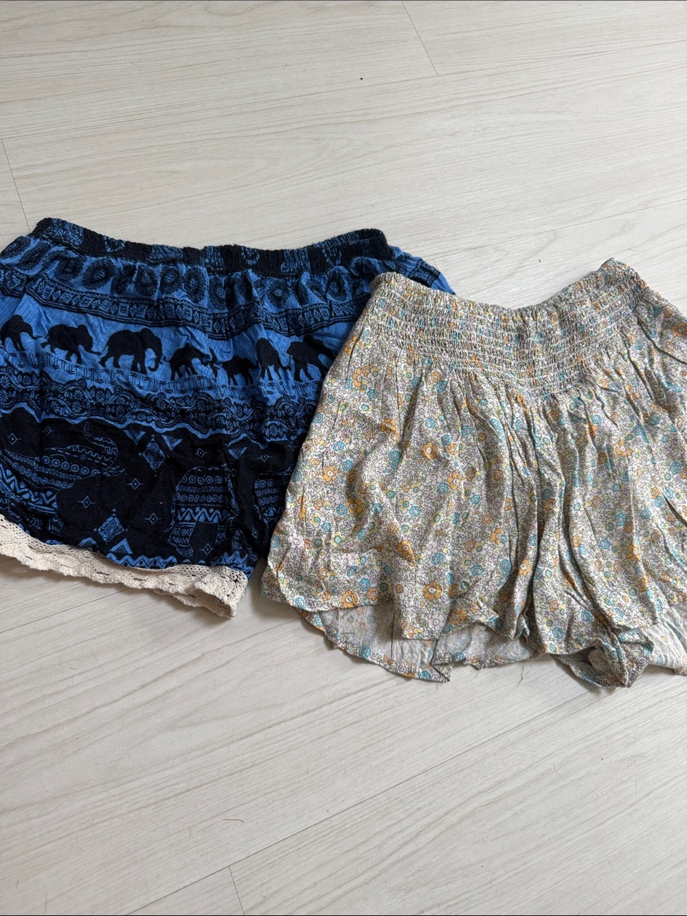 Forever 21 Blue Elephant Print & High Waist Shorts Bundle